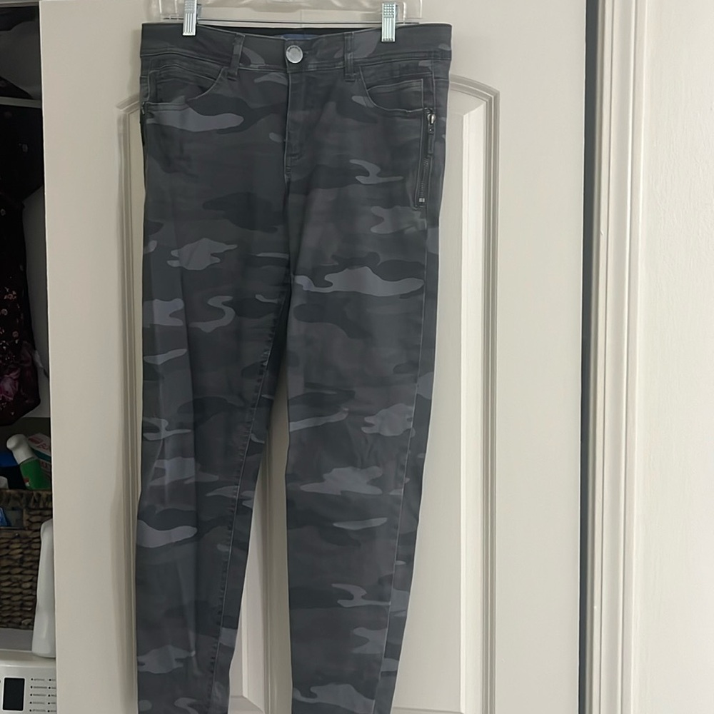 Gray camo democracy jeans.